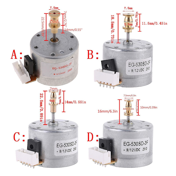 Eg530sd-3f Dc5-12v 3-trinns 33/45/78 Rpm Metallplatespillermotor for platespiller D