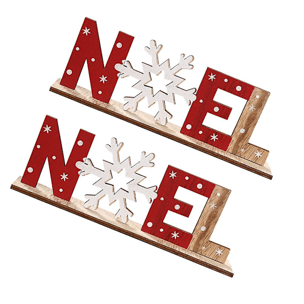 2 stk Jule Noel Tretre Ornament Feriebord Ornament Noel Skilt Tre