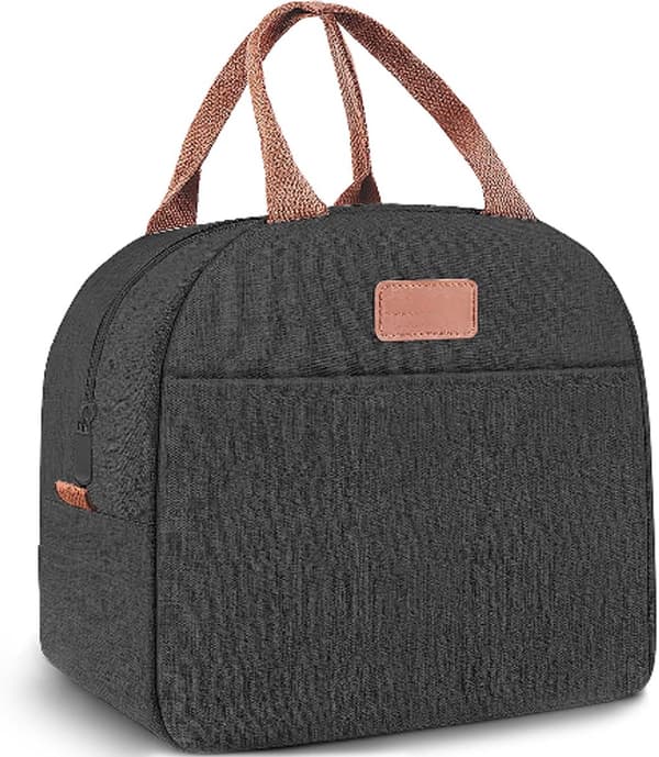 Isoleret Madpakke, 300D Kationisk Polyester Med Frontlomme, Til Kontor, Picnic Og Rejser, Sort, 29,5 X 18,3 X 21,5 Cm