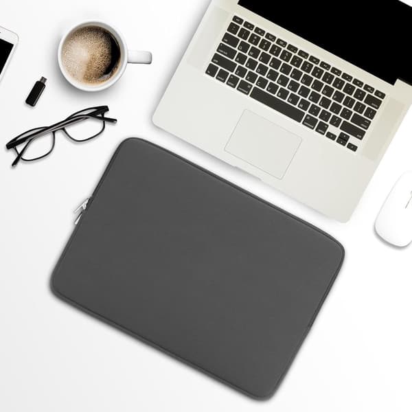 15,6-tommer laptop sleeve, polyester med EPE-polstring, ridse- og stødbeskyttelse, glat lynlås, til rejser og forretning, grå