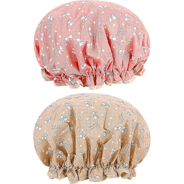 2-pack dubbellagers duschmössor vattentäta dusch med volangkant som täcker öronen (stil 2)