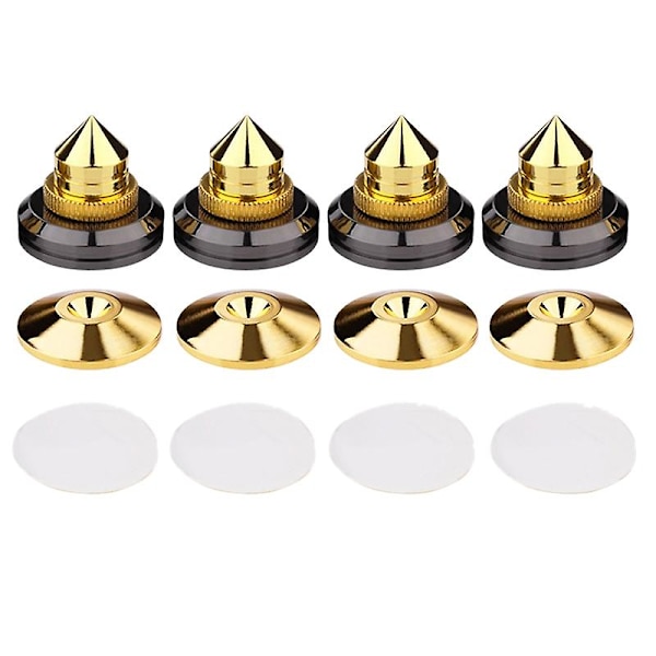 4 Set Gold Speaker Spike Med Golvdiskar Stativfot Isolering Spikar Högtalartillbehör