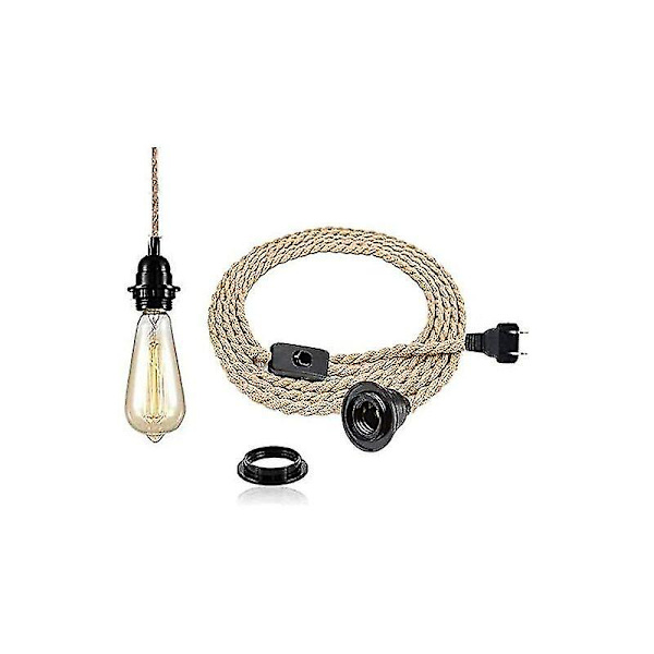 Vinterkampanj, vintage 4,5 meter hamparepsljuskrona - Retro E27-uttag med strömbrytare Rephängande lampa för restaurangbar Cafébelysning Använd - Glödlampa N