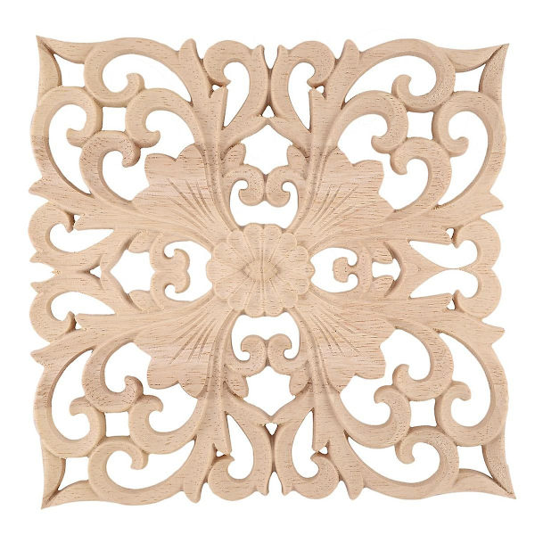 1x Kuminen puinen kaiverrettu kukkatarra F:20 X 20cm & 1x Applique Aito puinen kaiverruslisävaruste An