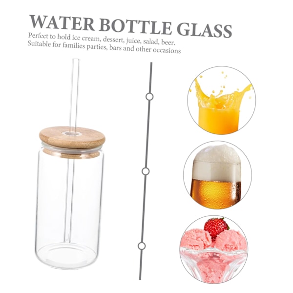 1 sett glass cola kopp glass kaffekopper glass kopper glass glass tumbler glass kopp med lokk tumblere sugerør krus espressokopp bambus