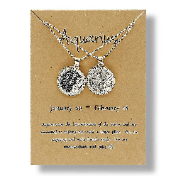 2 kpl/setti Constellation Sign Coin Chain Pendant -kaulakoru Syntymäpäivä Pari Korut