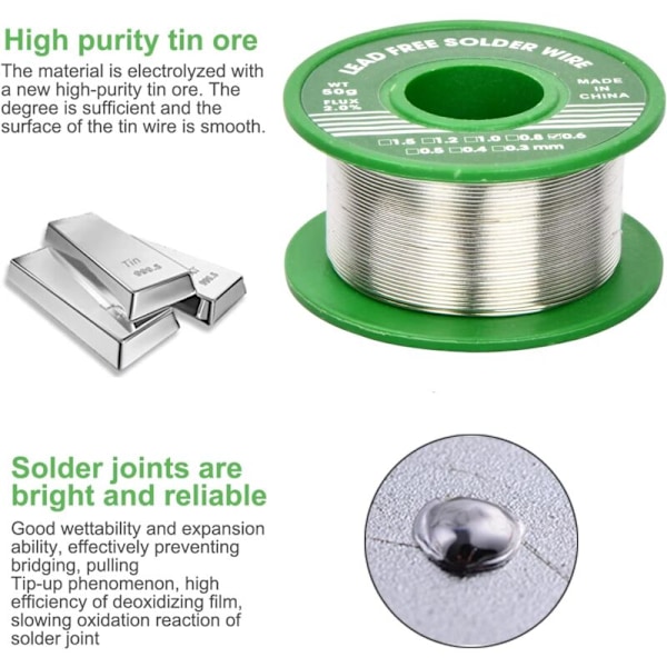 Lödkolvstråd, blyfri lödkolvstråd med harts kärna för elektrisk lödning och DIY (Sn99.3 Cu0.7/0.6mm, 50g)