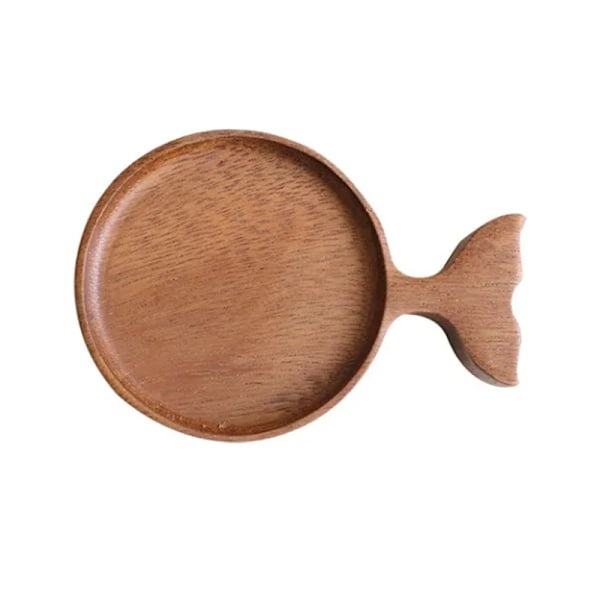 3 stk, sauseskåler i tre, forretter med håndtak, fiskeformet liten serveringsbrett for underlag, dessert, syltetøy, sushi, 4,7x3,3 tommer