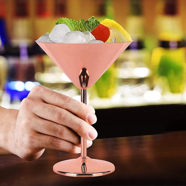 Ruostumattomasta teräksestä valmistetut Martini-cocktail-lasit 220 ml, uudelleenkäytettävät rikkoutumattomat juomien valmistukseen tarkoitetut kuparikultaiset lasit