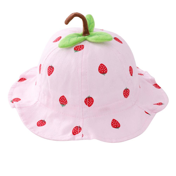 Andningsbar solhatt utomhus UV-skydd sommar jordgubbsfiskare hatt strand solskydd för baby (rosa)