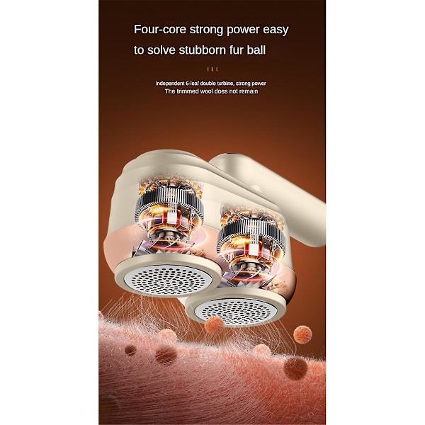 Stofbarbermaskine, genopladelig dobbeltklinget fnugfjerner elektrisk fnugbarbermaskine, fjerner effektivt fnug til