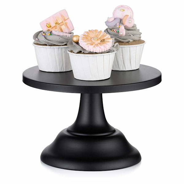 Sort Dessert Stativ Cookie Piedestal Stativ Metalbakker til Desserter Rund Gotisk Serveringsplade til Fødselsdag 7,87 Tommer / 20cm