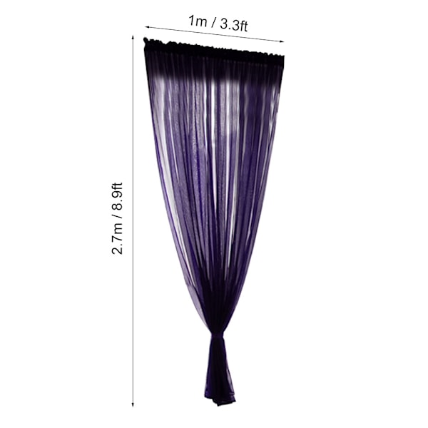Simpel Stil Polyester Vindue Voile Tyl Gardiner Gennemsigtige Paneler Soveværelse Stue Indretning Lilla 1x2.7m 0.4