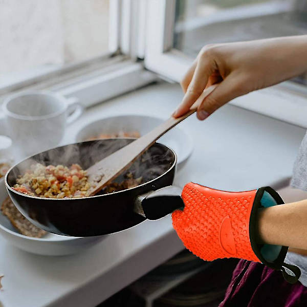 Värmebeständiga handskar Bbq kök silikon ugnshandskar, säker hantering