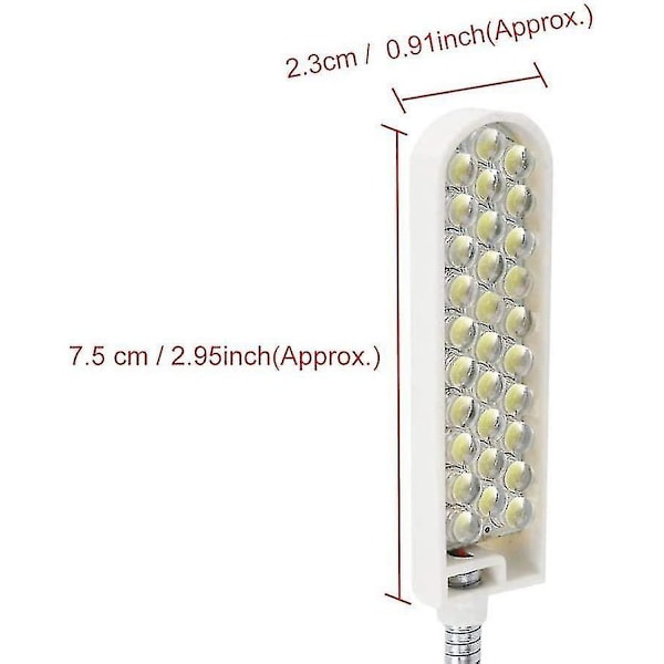 30 LED symaskinslampa arbetsbelysning gåshalslampa med magnetfot för hem eller symaskin (220v)