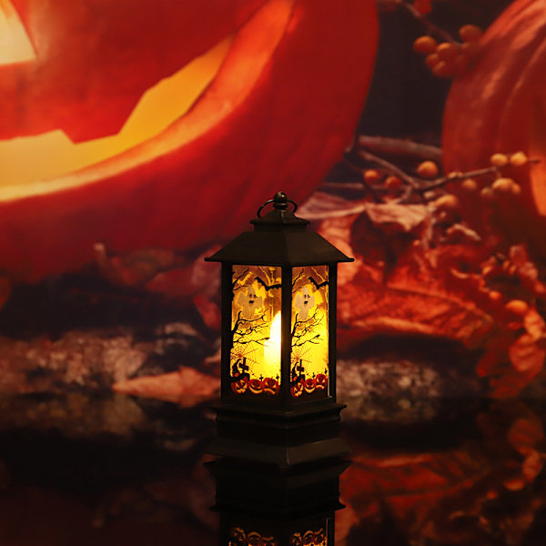 4 kpl Halloween-koristeita sisätiloihin, koristeelliset kummitustalon kynttilälyhdyt, ripustettavat pelottavat Halloween-lyhdyt
