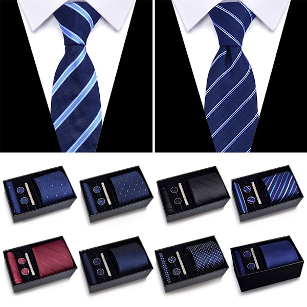 4 STK/SET Slips Lommetørkle Mansjettknapper Sett for Menn Business 7