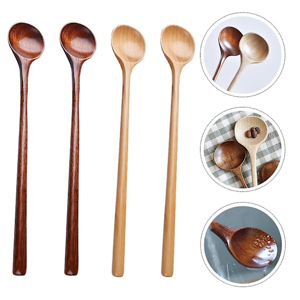 4 st japanska träskedar för honung och soppa (blandade färger)