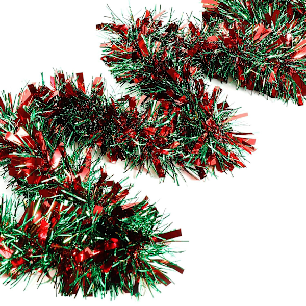 Julepynt Tinsel Girland 6,5FT Rød Grøn Metallic Twist Girland Pynt Skinnende Hængende Glitrende Grøn