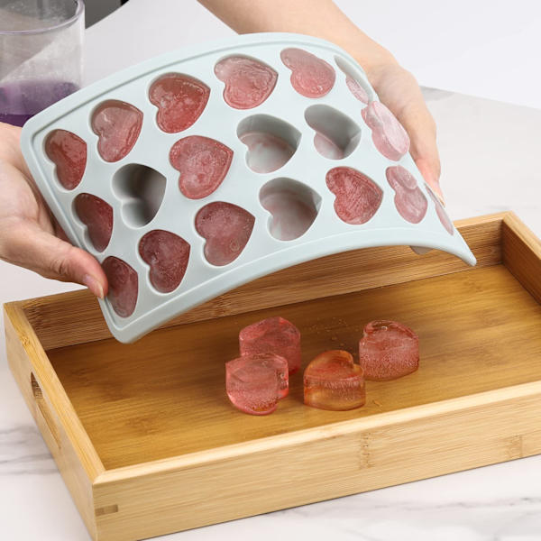 Form hjerteformet isterningbakke med låg, silikoneskabelon, pink køkken isterningbakker til fryser, slikchokoladeform, grøn