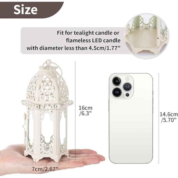 Large Moroccan Lantern - Small Tealight Holder with Transparent Glass Panels, Tealight Holder