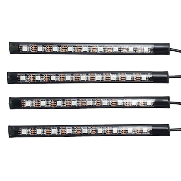 4x Dc12v 9 Led Rgb Bil Interiör Atmosfär Fotbrunn Strip Ljus Usb Laddare