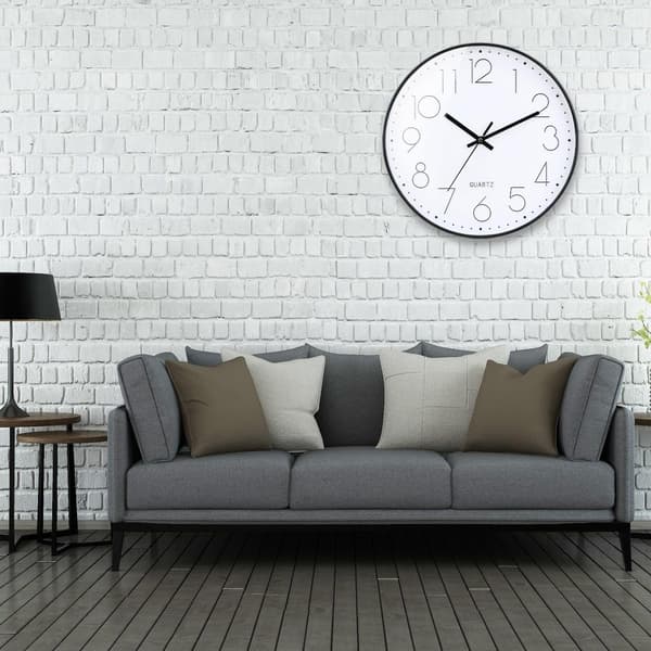 Väggklocka, Tyst Kvartsverk, Modern Design, Lättlästa Siffror För Kök, Vardagsrum Och Sovrum, Svart/Vit, 30 cm