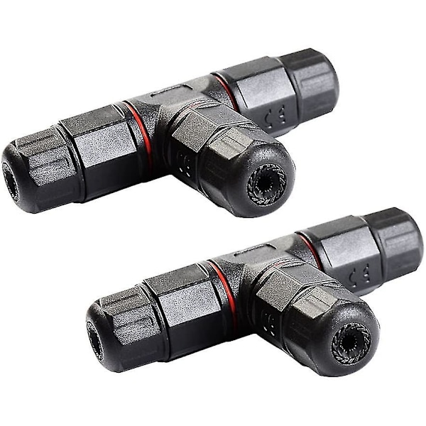 2pcs Ip68 Waterproof Electrical Junction Box 3 Way Cable Connector, Tee Waterproof Connector