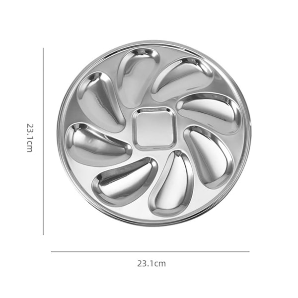 Østersfad 9 tommer/23 cm rustfrit stål østers skalformet køkken østers middagstallerken servering skaldyrsplade musling
