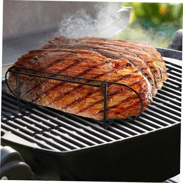Bærbart grillstativ i rustfrit stål, varmebestandigt, let at rengøre til camping, picnic, baghavegrill, sort