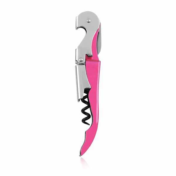Pink Dobbelt Hængslet Tjenerens Corkscrew, Rustfrit Stål Vinnøgle med Folieskærer Lille, Stål Dobbelt Håndtag Tjenerens Corkscrew