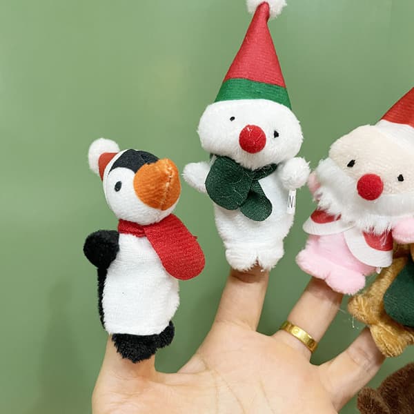 2 set Fingerdockor (Set om 5) Julleksaker Fingerdocka Jul Fidgets Tomte Leksak, Fingerdockor för Småbarn