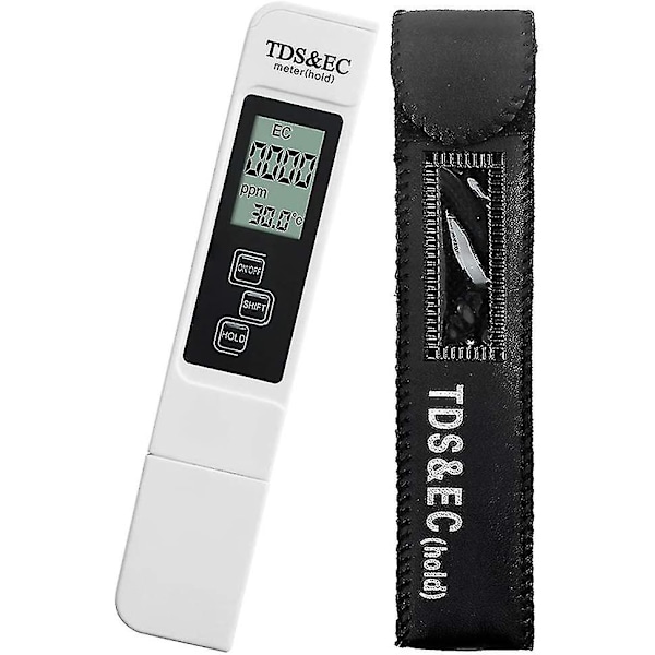 Multifunktionell digital 3-i-1 TDS-mätare Ec och temperatur med stor digital LCD-skärm Vattenkvalitetsmonitor för dricksvatten, Hydrop