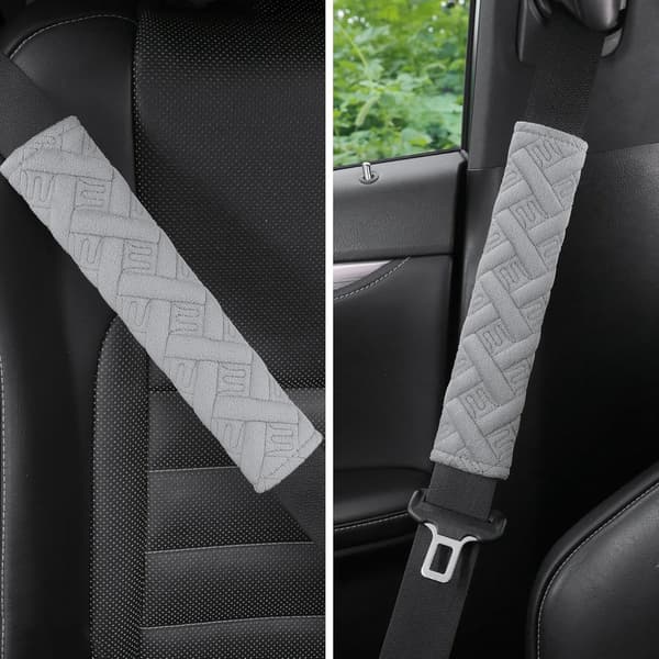2-pack axelskydd för säkerhetsbälte, mjukt vadderat seleskydd i polyester för bil, lastbil och SUV, bekväm körning, grå