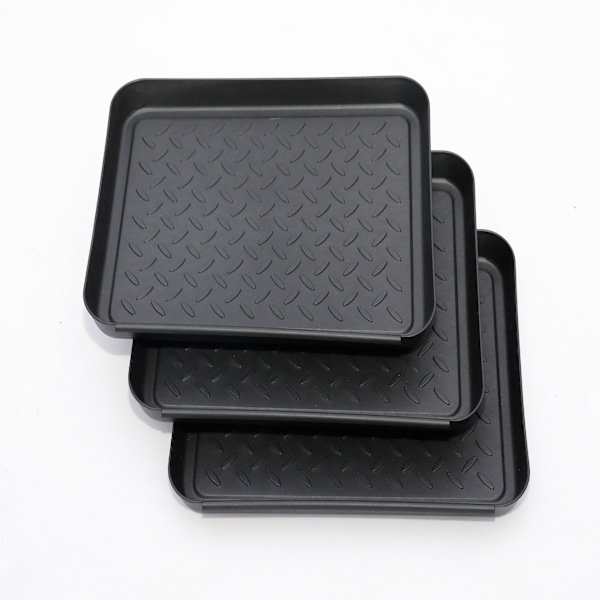 3-Pack black plastic trays Restaurant Grade Non-Slip Tray, 35 * 27.5 * 3cm, Rectangular Serving Tray（black）