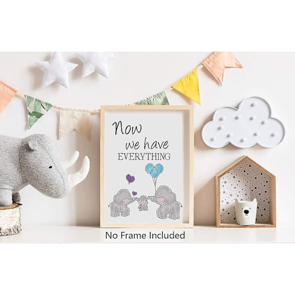Airbrush Baby Elephant Canvas Art Print Home Decor 8\" X 10\" 3 deler