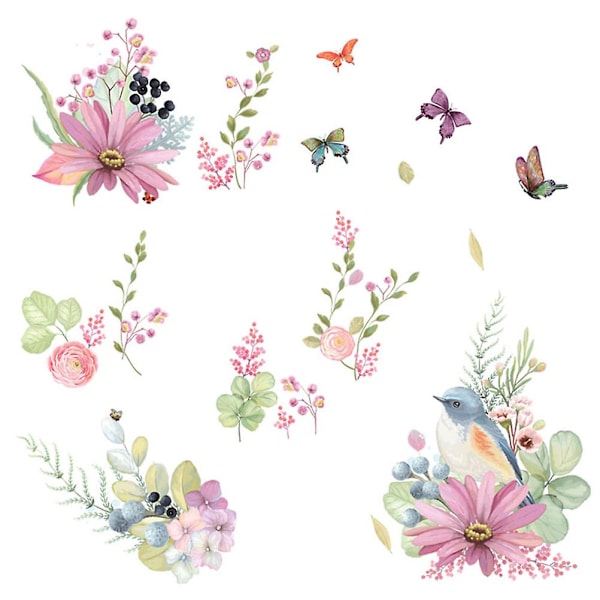 Fjerning av veggklistremer Selvklebende blomster veggklistremer for soverom stue balkong (abc1056)