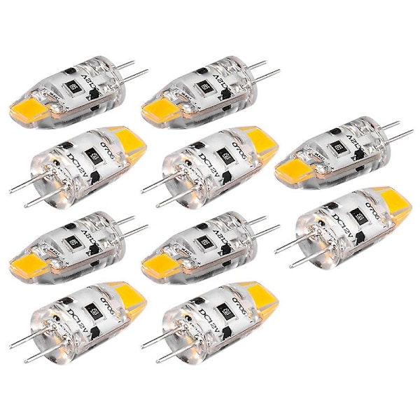 G4 LED-pære 12v DC Dimbar Cob LED G4-pære 1,5w 360 strålevinkel for å erstatte 15w halogenlampe (10 stk varm hvit)