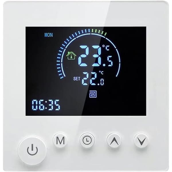 Golvvärmetermostat, Digital Smart Värmetermostat Rumsprogrammerbar Termostat LCD-Display Väggmonterad Termostat med Vred (Vattenvärme)