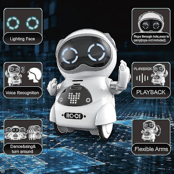 Mini Rc Pocket Robot Med Interaktiv Dialogsamtale, Stemmegenkendelse, Chatoptagelse, Singin Chunchuan