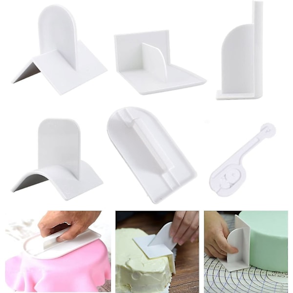 Fondantkakeutjevningsverktøy og -kutter 6 stk. Embosser Decorator Finisher Tool