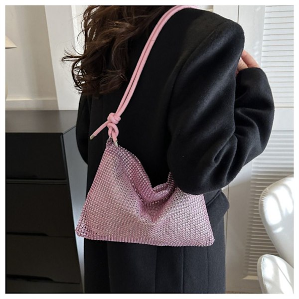 Dame Piger Diamanter Skuldertasker Tote Tasker Messenger Taske Bryllupsfest Håndtaske pink