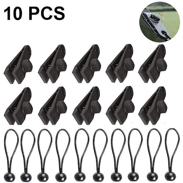 10 Set Tarp Clip Tältklämmor Tält Tarp Clip Tältklämma Set Markis Clip Markis Clip Boll Bungee Rep för Tält