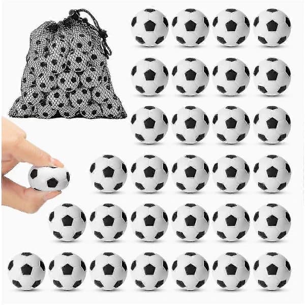 40-pak Mini Fodbold Stressbolde PU Bløde Klemme Fidget Legetøj til Børnefester og Stresslindring Sort Hvid