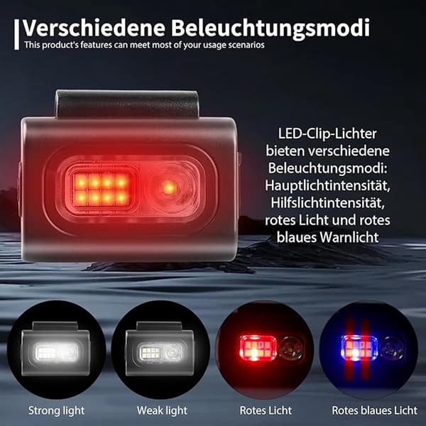 LED-klipslys for løping 500 lumen oppladbart USB-C magnetisk sikkerhetslys med 6 moduser vanntett for løpere camping turgåing svart
