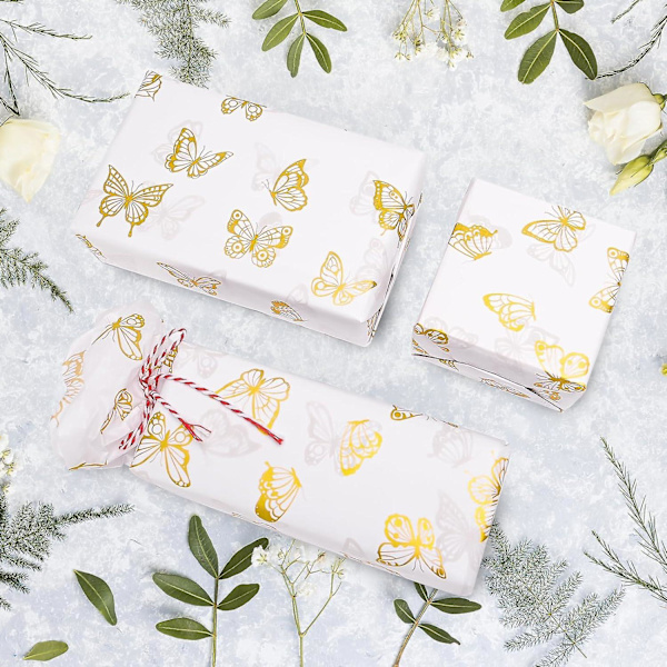 60 st Butterfly Tissue Paper Sheets för presentdekorationer