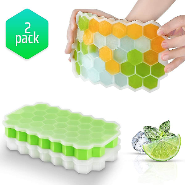 Ice Cube Tray, 2 Pieces, 74 Compartments, Silicone Ice Cube Tray, Ice Cube Tray, Stackable