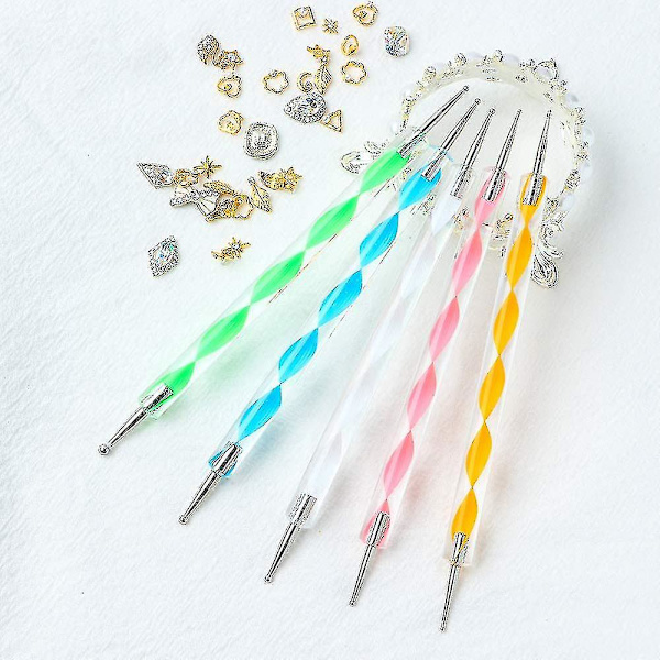 5 st prickpennor Rhinestones Nail Art prickverktyg för prickmarmorering
