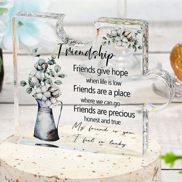 Friendship Gifts Puzzle Shaped Acrylic Plaque - Table Decoration For Friends