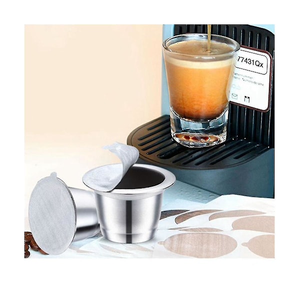 10 st återfyllningsbara kaffekapslar i rostfritt stål, återanvändbara kaffefilter, återanvändbara kaffepads